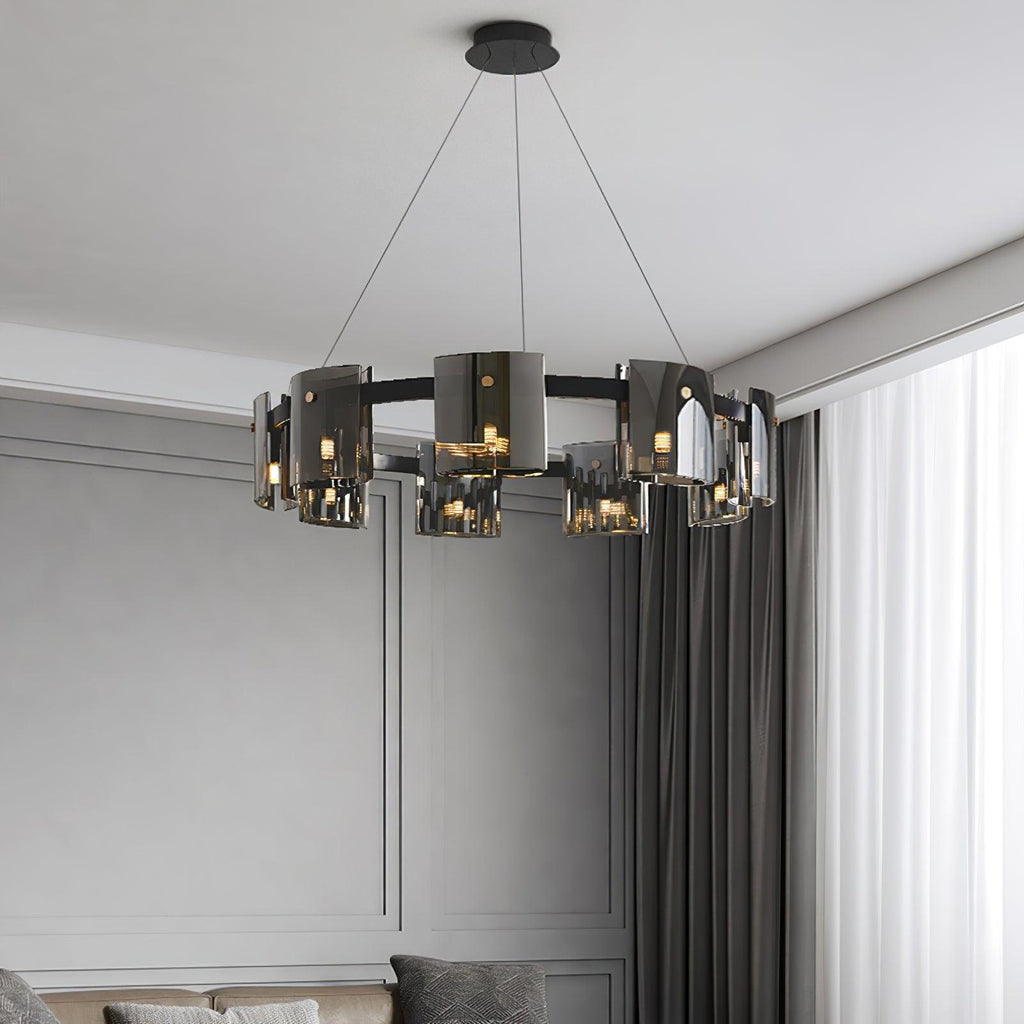 Lustra Chandelier Verre Circulaire Bras en Fer - Neutralighting