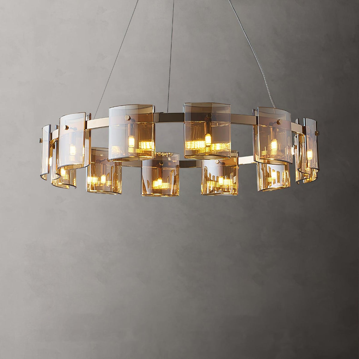 Lustra Chandelier Verre Circulaire Bras en Fer - Neutralighting