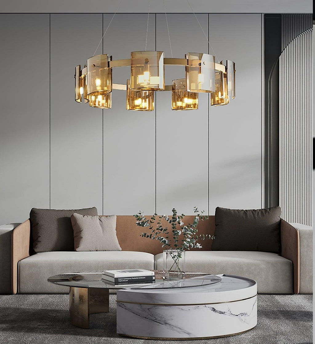 Lustra Chandelier Verre Circulaire Bras en Fer - Neutralighting