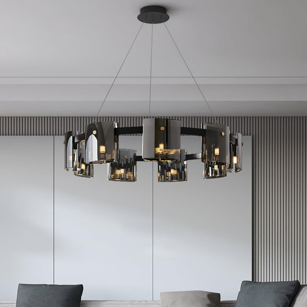 Lustra Chandelier Verre Circulaire Bras en Fer - Neutralighting