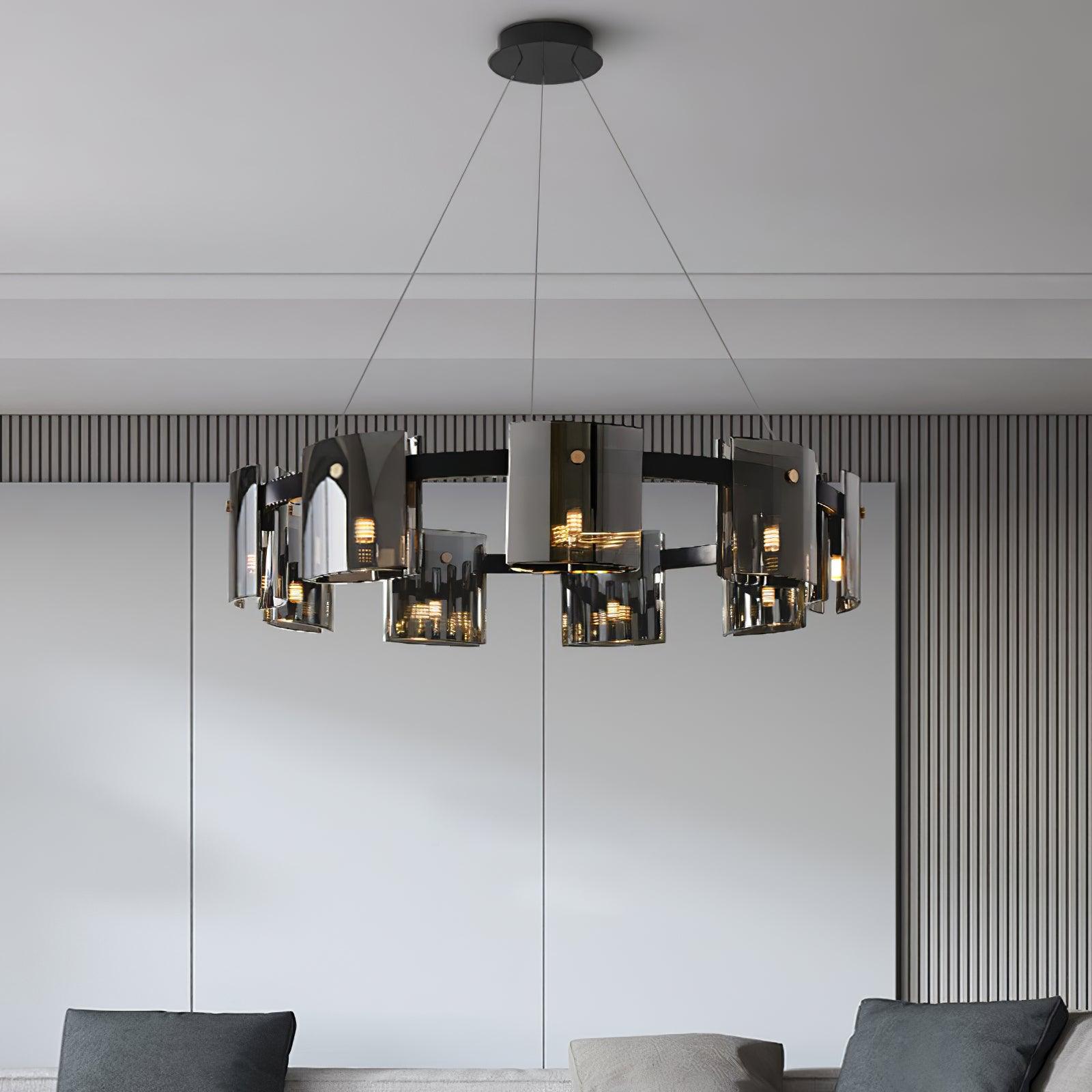 Lustra Chandelier Verre Circulaire Bras en Fer - Neutralighting