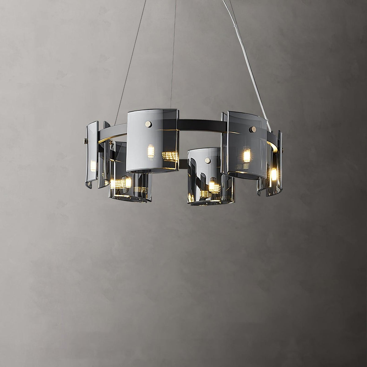 Lustra Chandelier Verre Circulaire Bras en Fer - Neutralighting