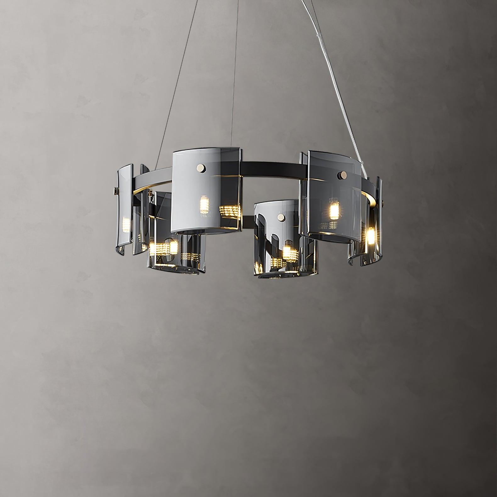 Lustra Chandelier Verre Circulaire Bras en Fer - Neutralighting