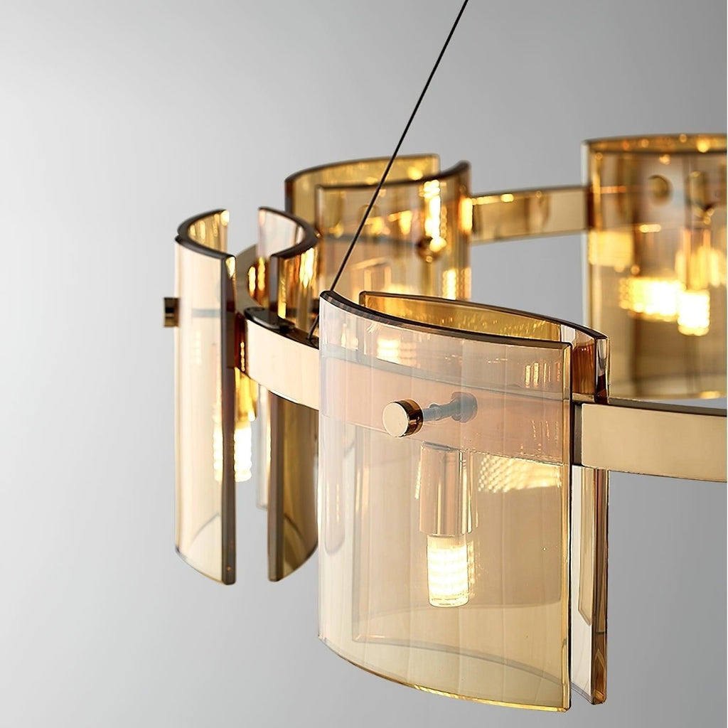 Lustra Chandelier Verre Circulaire Bras en Fer - Neutralighting