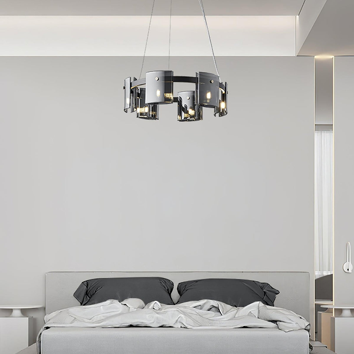 Lustra Chandelier Verre Circulaire Bras en Fer - Neutralighting