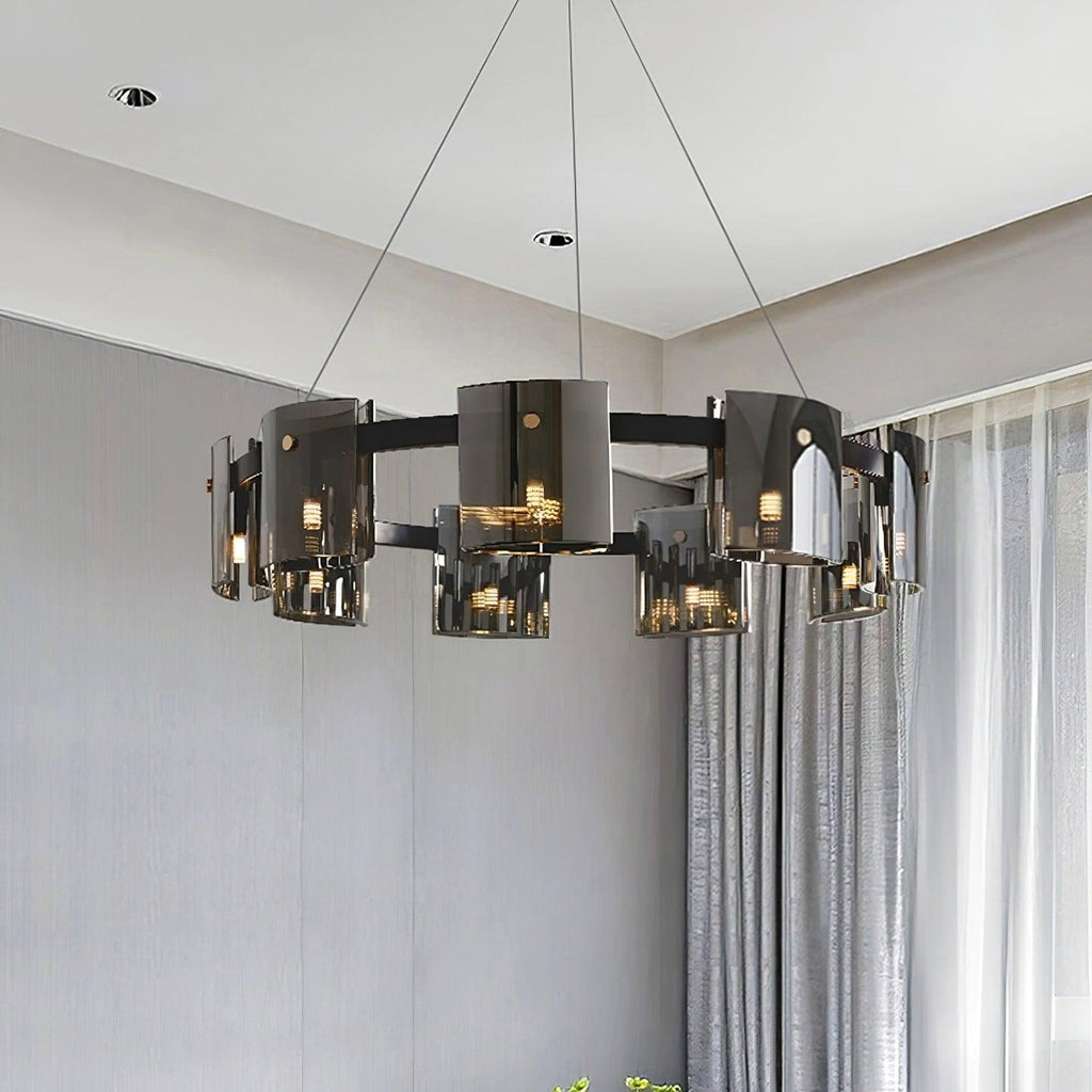Lustra Chandelier Verre Circulaire Bras en Fer - Neutralighting