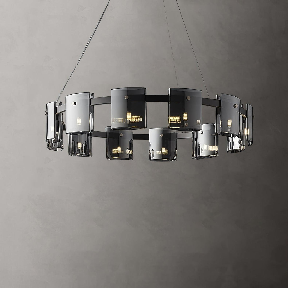 Lustra Chandelier Verre Circulaire Bras en Fer - Neutralighting