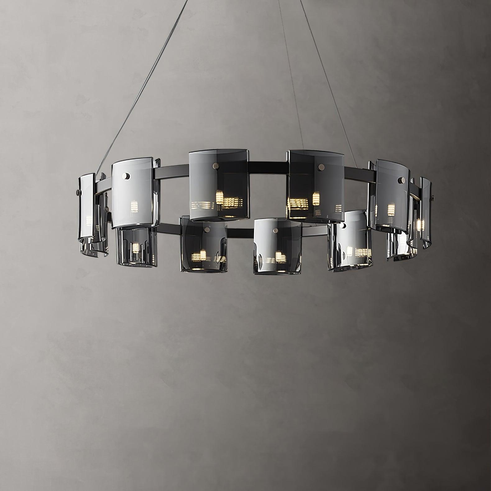 Lustra Chandelier Verre Circulaire Bras en Fer - Neutralighting