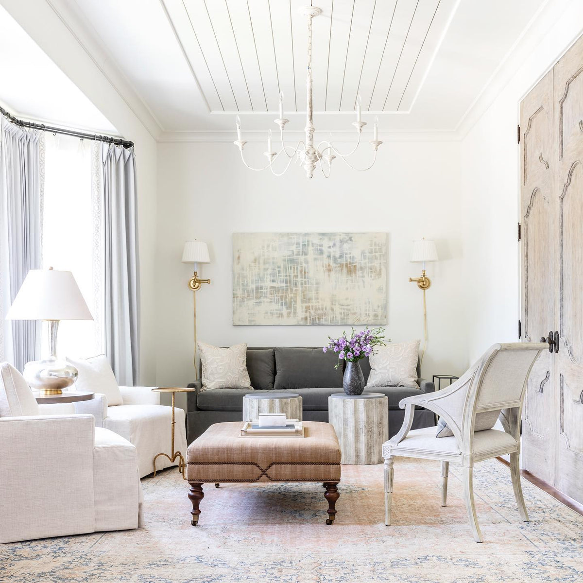 Zoliria Lustre Métal Blanc Ancien Luxe Postmoderne - Neutralighting