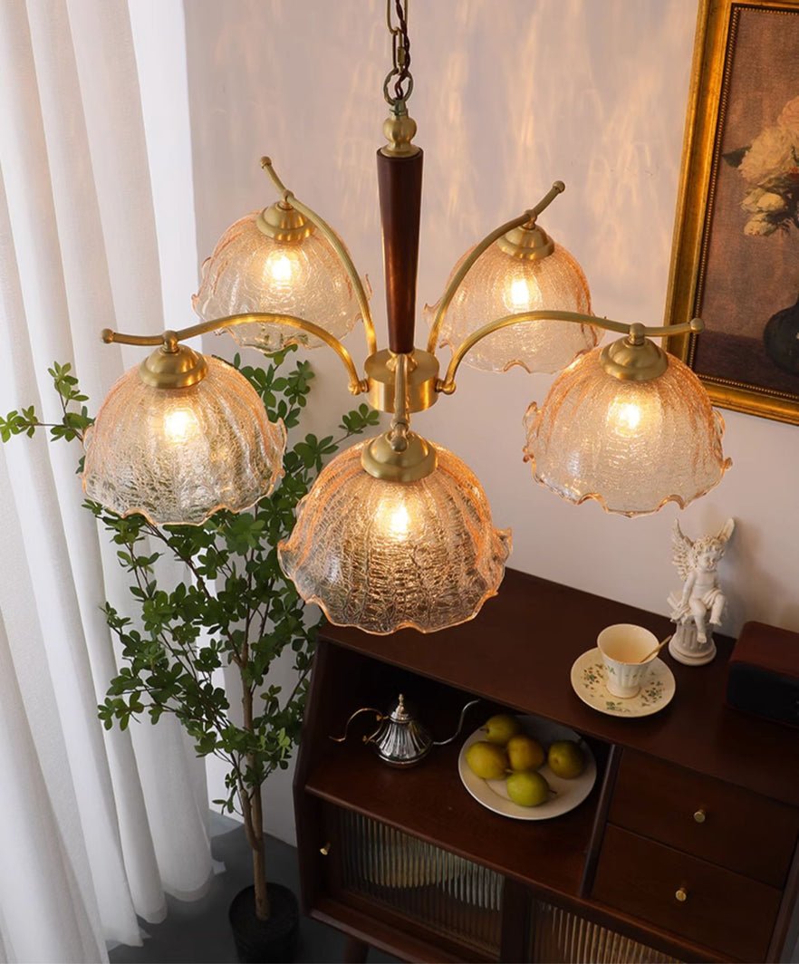Orchidée Vintage Verre Lustre - Neutralighting