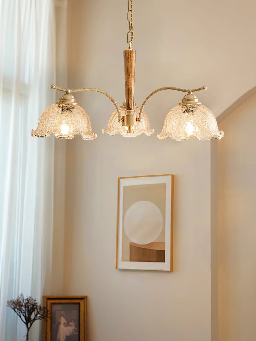 Orchidée Vintage Verre Lustre - Neutralighting