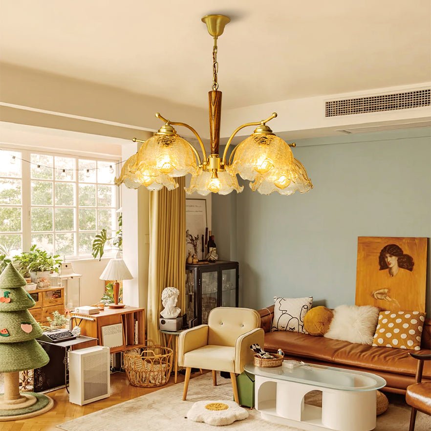 Orchidée Vintage Verre Lustre - Neutralighting