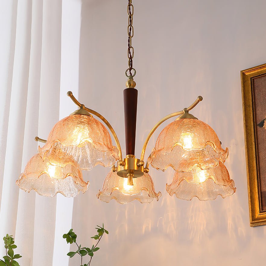 Orchidée Vintage Verre Lustre - Neutralighting