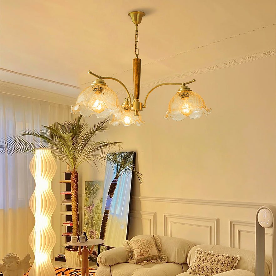 Orchidée Vintage Verre Lustre - Neutralighting