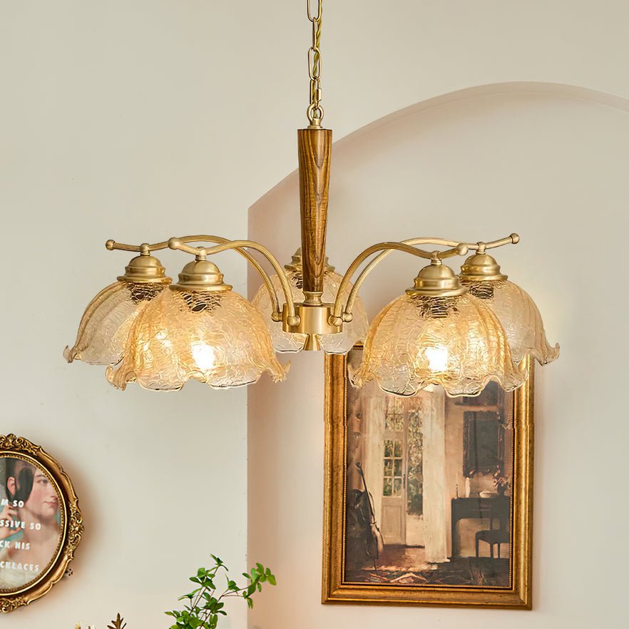 Orchidée Vintage Verre Lustre - Neutralighting