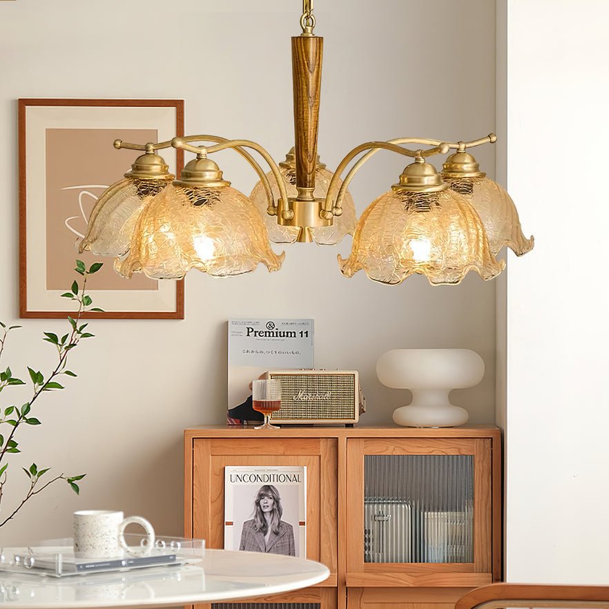 Orchidée Vintage Verre Lustre - Neutralighting
