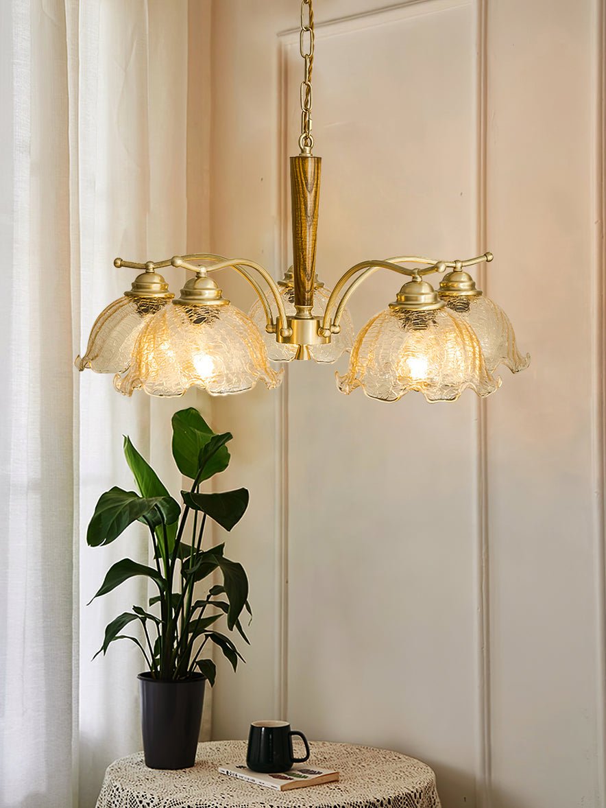 Orchidée Vintage Verre Lustre - Neutralighting