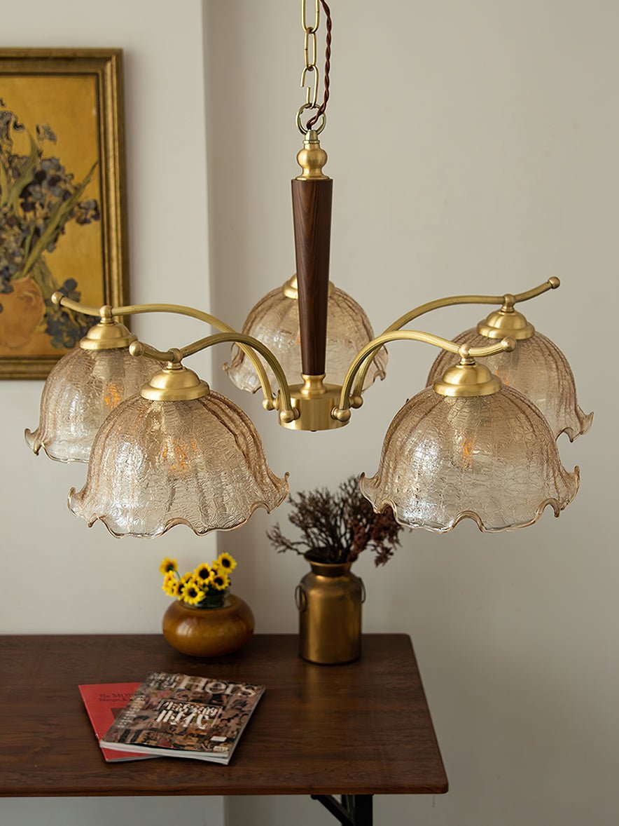 Orchidée Vintage Verre Lustre - Neutralighting