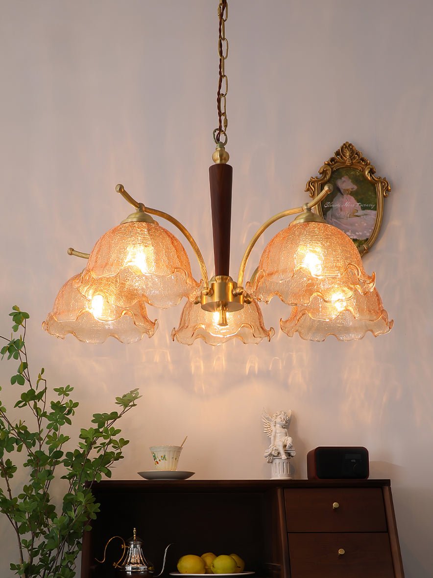 Orchidée Vintage Verre Lustre - Neutralighting