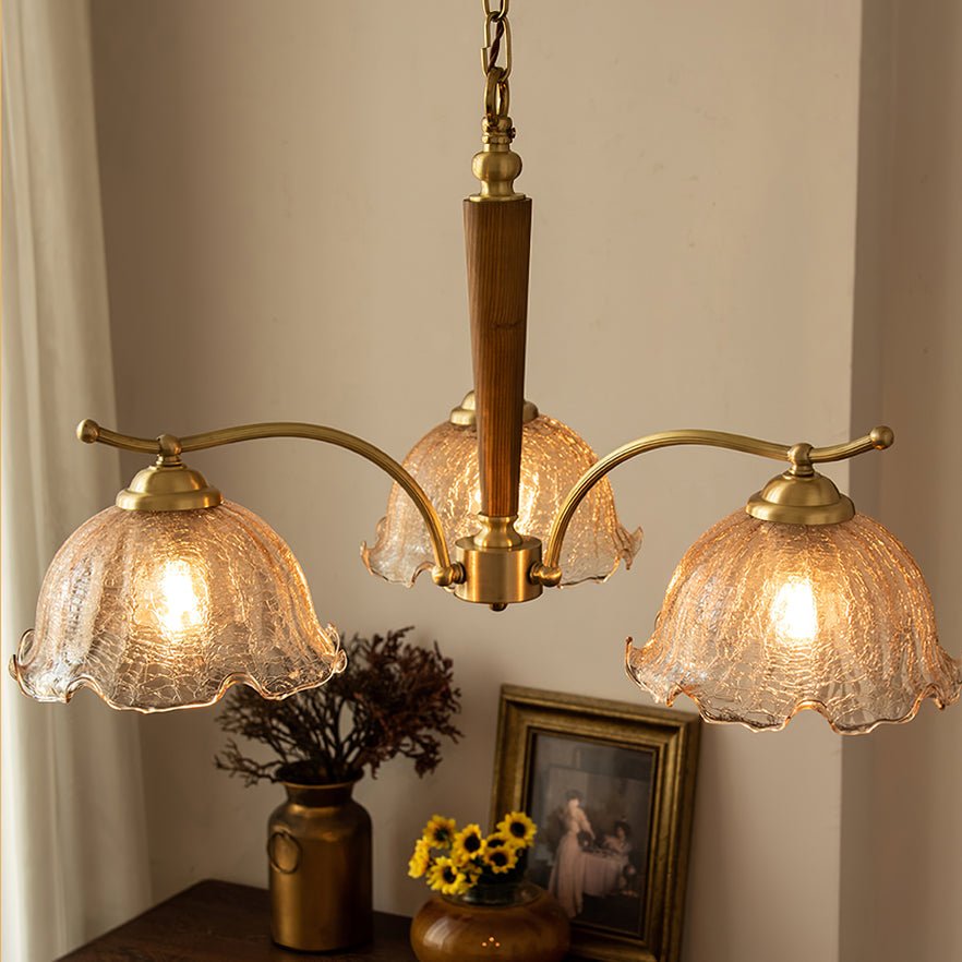 Orchidée Vintage Verre Lustre - Neutralighting