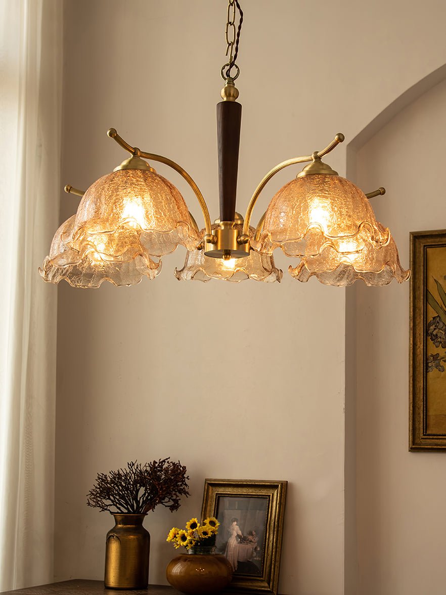 Orchidée Vintage Verre Lustre - Neutralighting