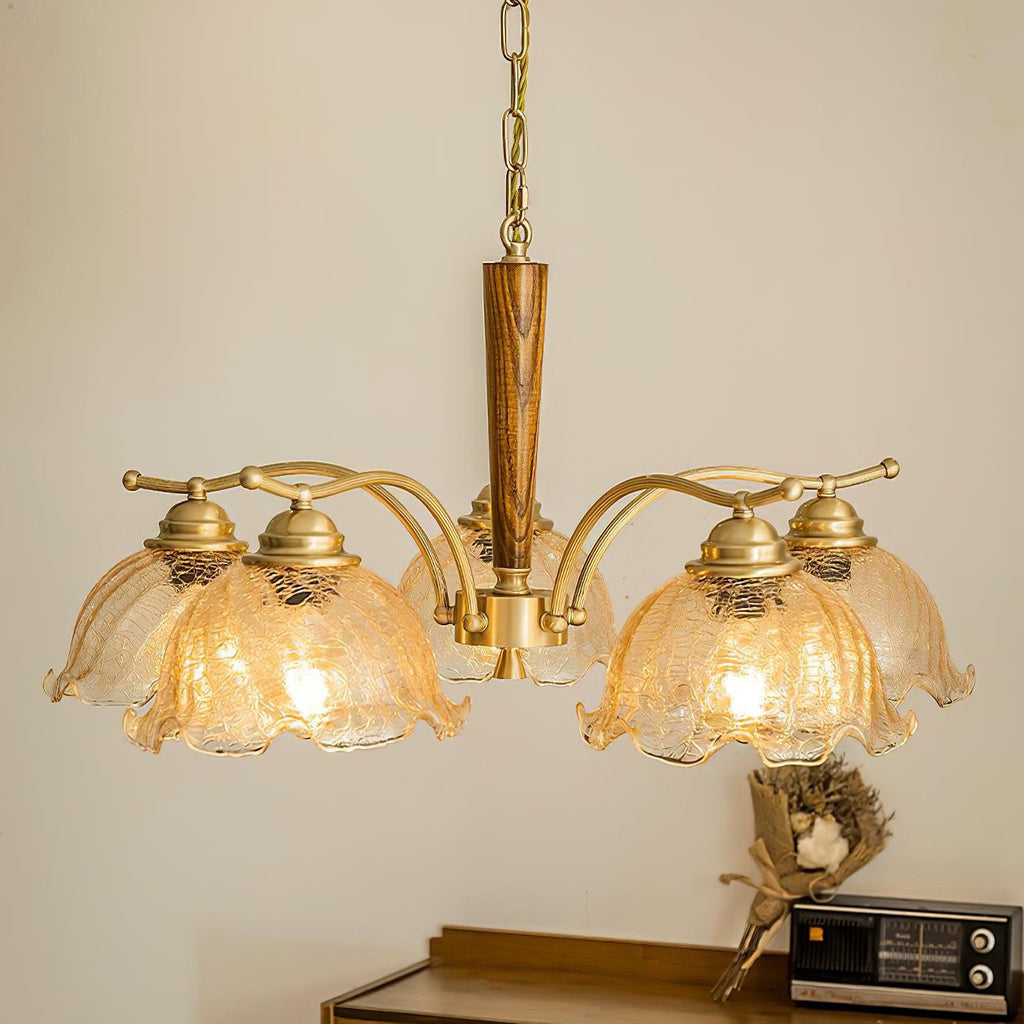 Orchidée Vintage Verre Lustre - Neutralighting
