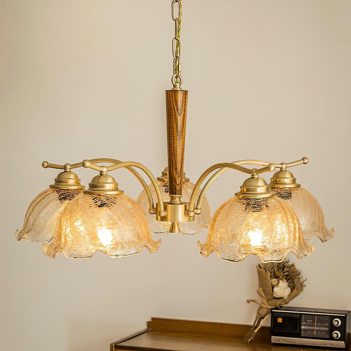 Orchidée Vintage Verre Lustre - Neutralighting