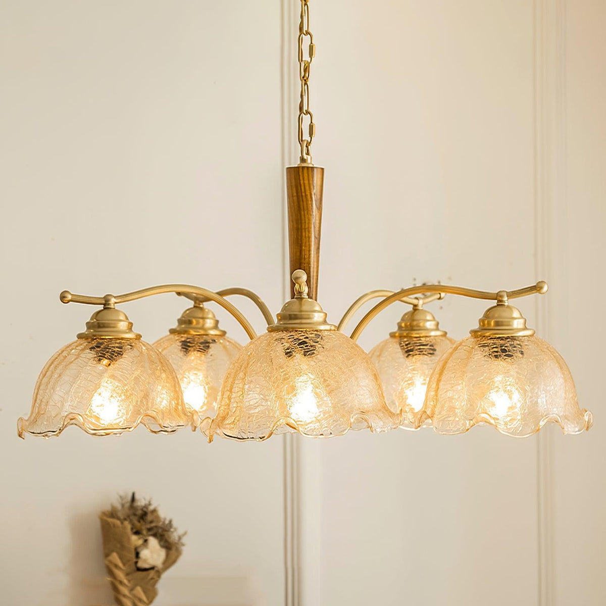 Orchidée Vintage Verre Lustre - Neutralighting