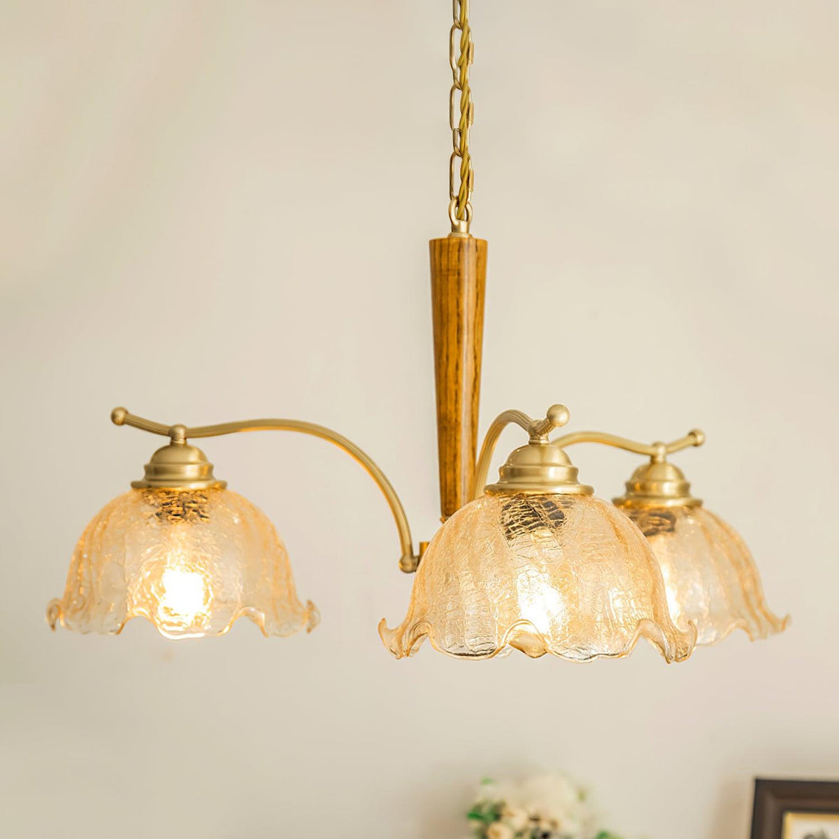 Orchidée Vintage Verre Lustre - Neutralighting