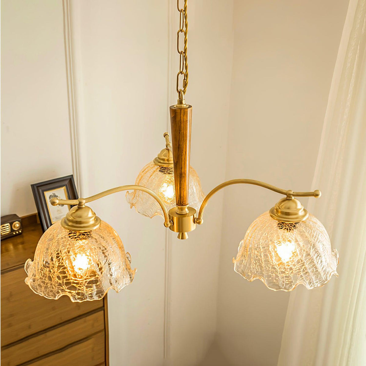 Orchidée Vintage Verre Lustre - Neutralighting