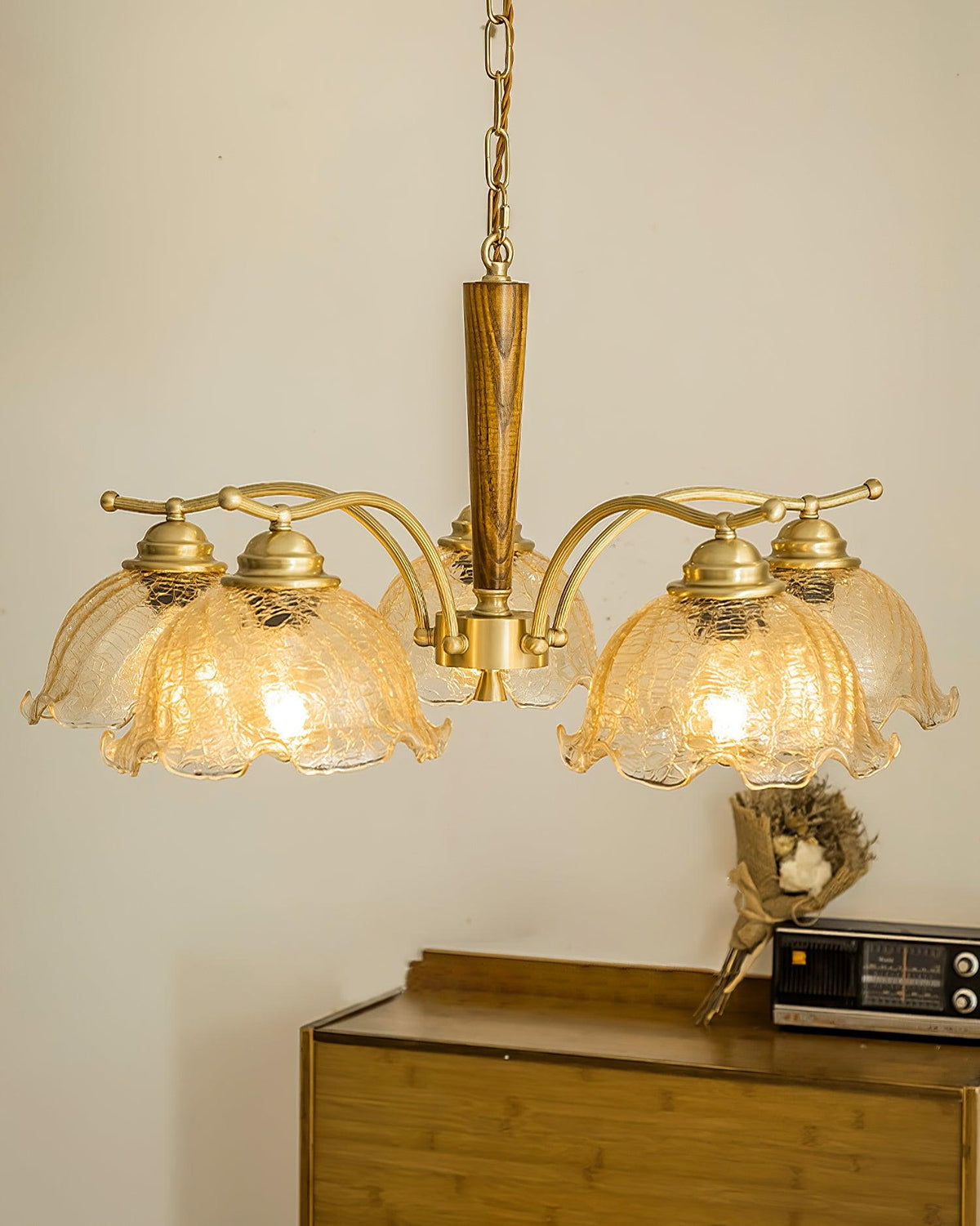 Orchidée Vintage Verre Lustre - Neutralighting