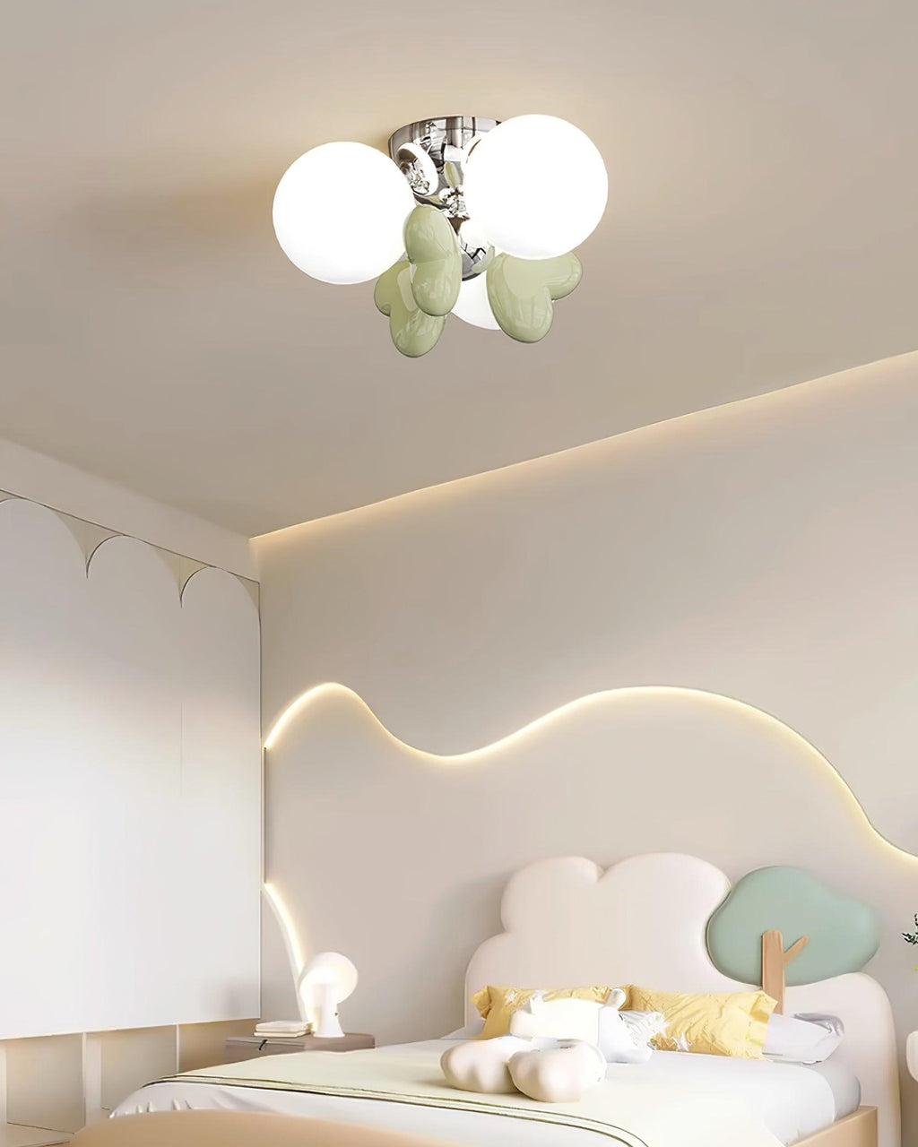 Nica Plafonnier Crème Globe Groupe Moderne Chambre - Neutralighting