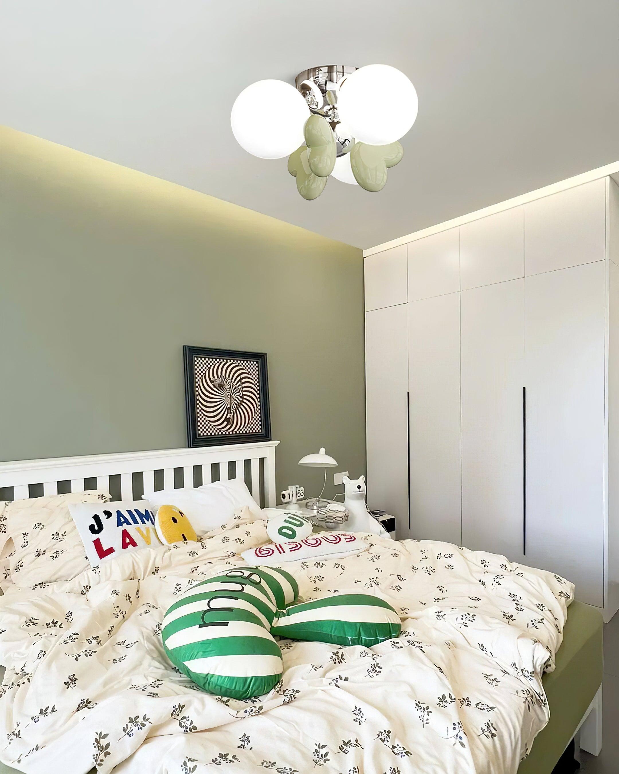 Nica Plafonnier Crème Globe Groupe Moderne Chambre - Neutralighting