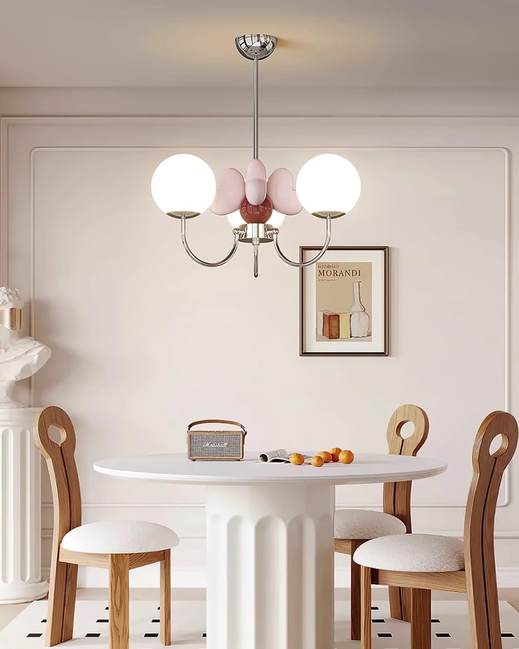Nica Lustre Pétales en Porcelaine Rose Globes Dépoli - Neutralighting