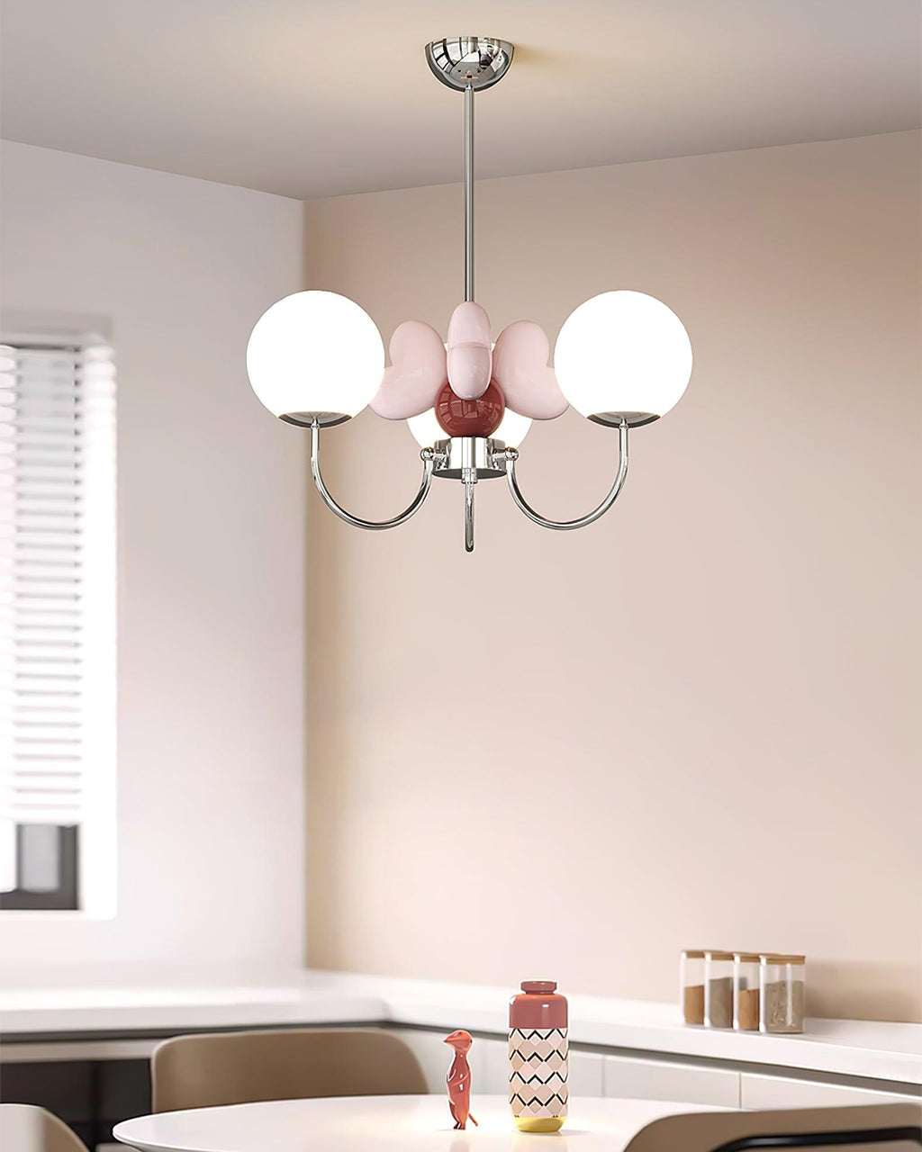 Nica Lustre Pétales en Porcelaine Rose Globes Dépoli - Neutralighting