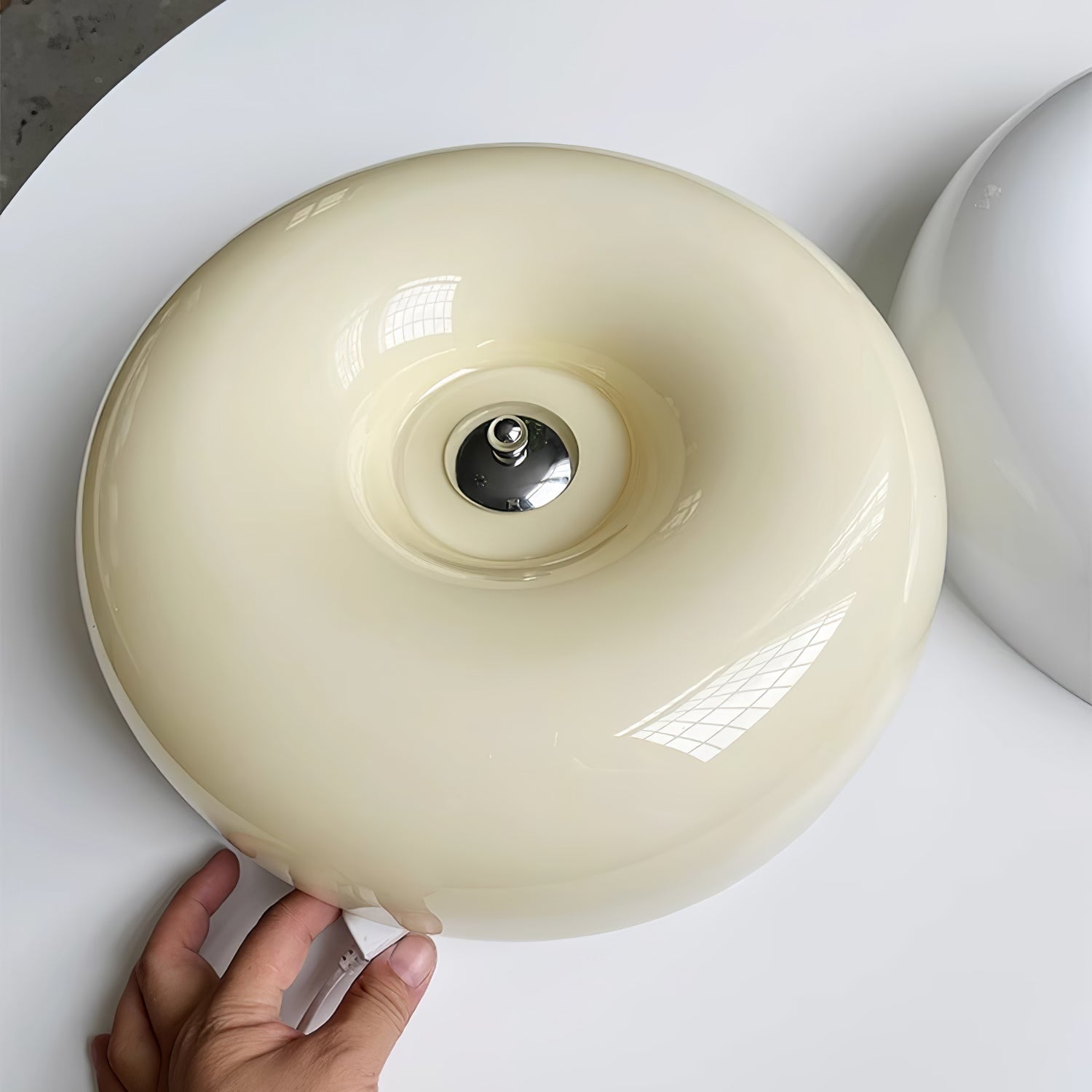 Solara Chandelier Crème Pudding avec Verre Soufflé - Neutralighting