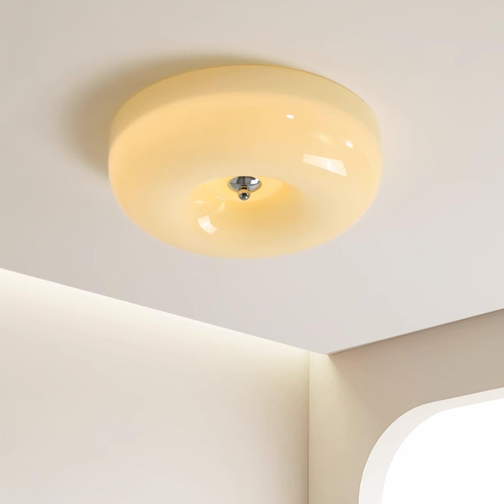 Solara Chandelier Crème Pudding avec Verre Soufflé - Neutralighting