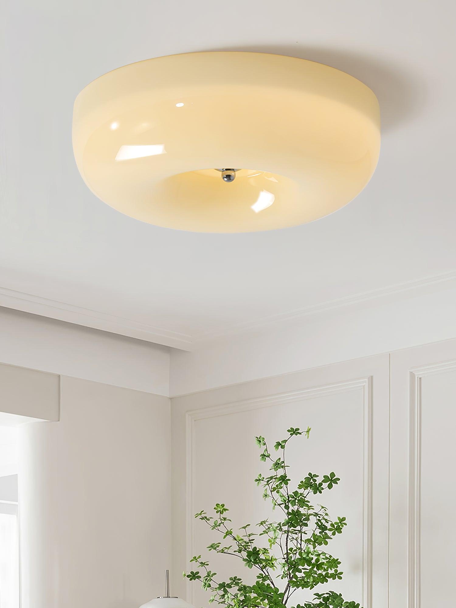 Solara Chandelier Crème Pudding avec Verre Soufflé - Neutralighting
