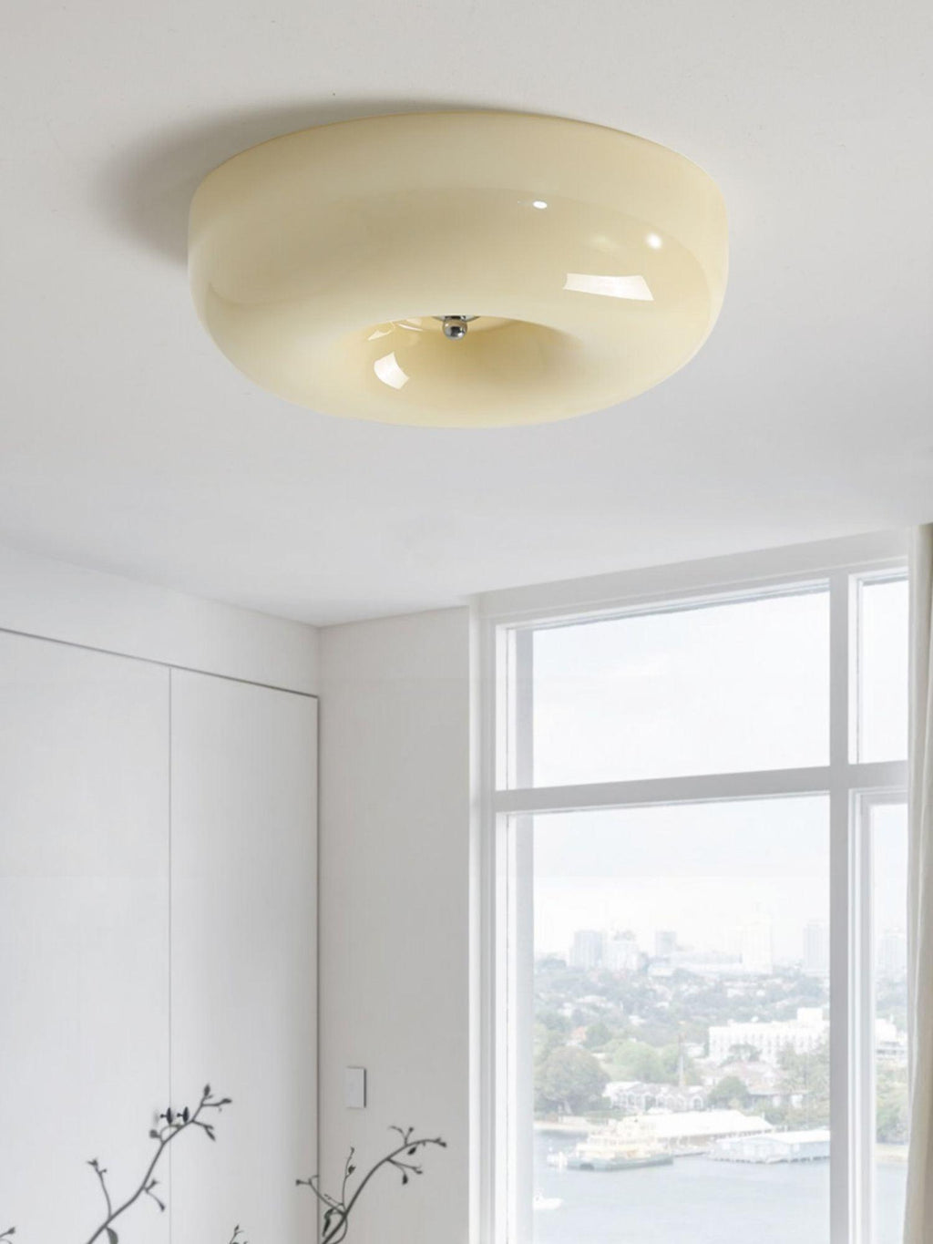 Solara Chandelier Crème Pudding avec Verre Soufflé - Neutralighting