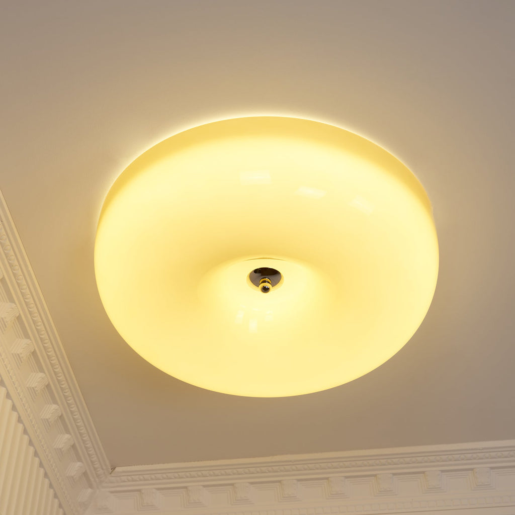 Solara Chandelier Crème Pudding avec Verre Soufflé - Neutralighting