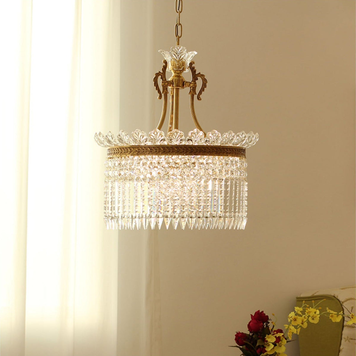 Crinoline Lustre En Cristal De Luxe Postmoderne En Laiton - Neutralighting