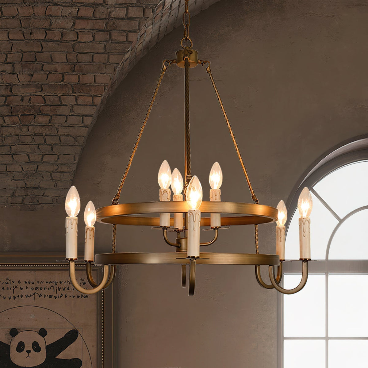 Woven Lustre Classique En Plastique En Forme De Roue De Chariot - Neutralighting