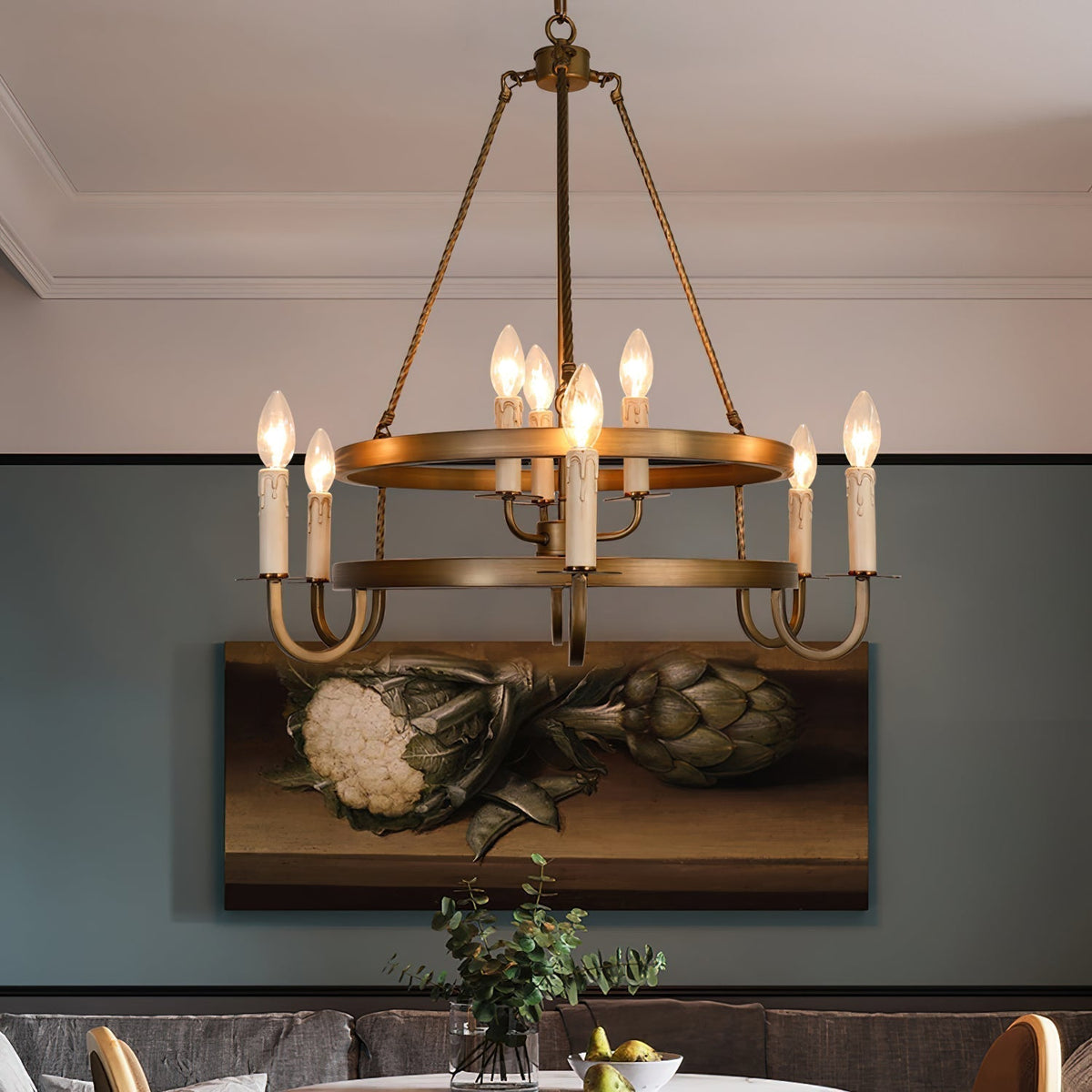 Woven Lustre Classique En Plastique En Forme De Roue De Chariot - Neutralighting
