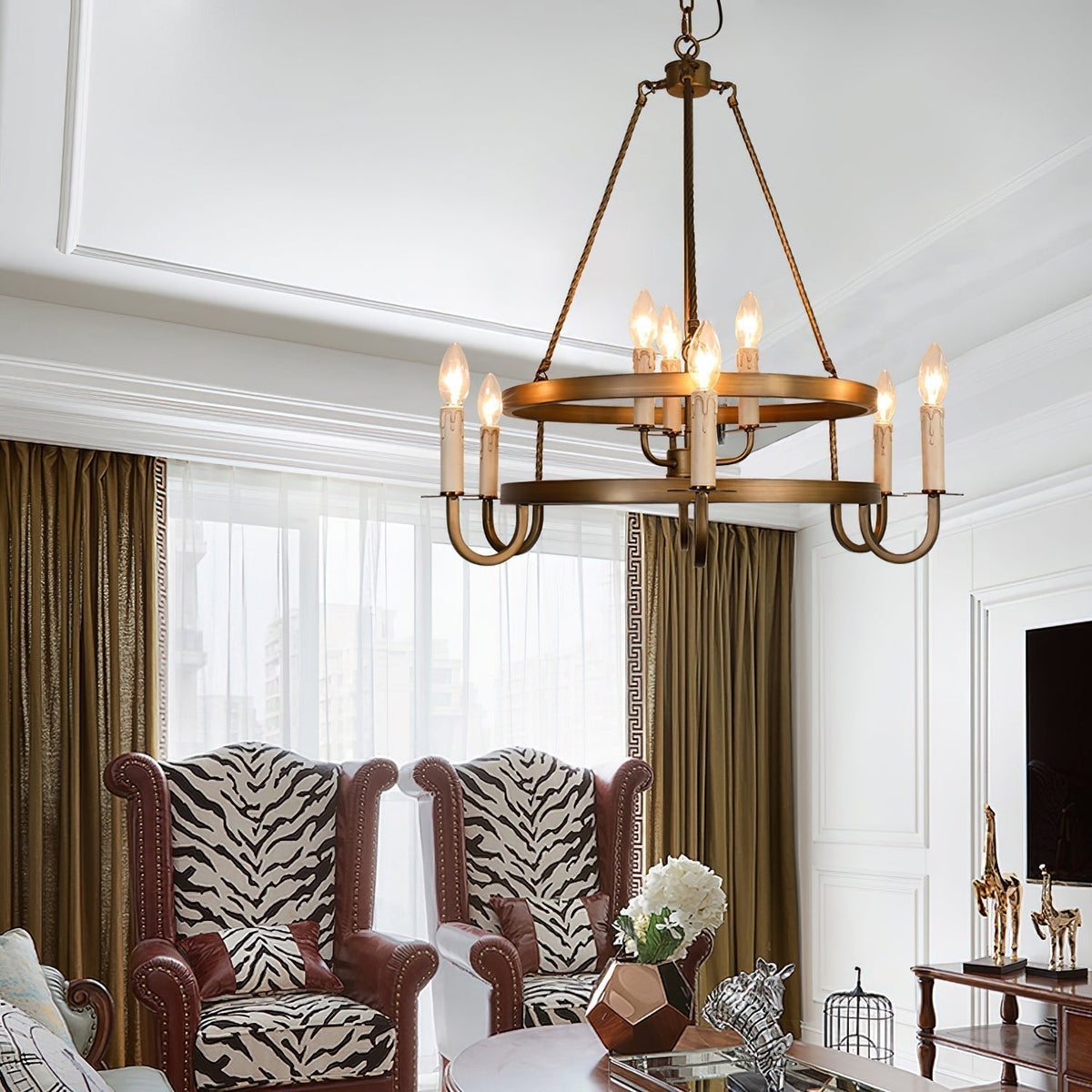 Woven Lustre Classique En Plastique En Forme De Roue De Chariot - Neutralighting