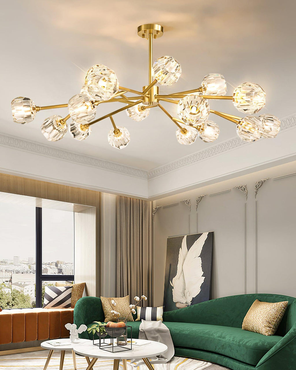 Crystal Lustre Boule Laiton Noir Facetté - Neutralighting