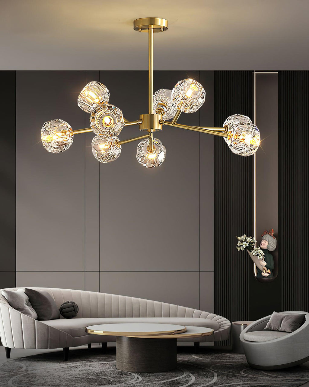 Kristy Lustre Boule de Cristal Laiton Élégance - Neutralighting