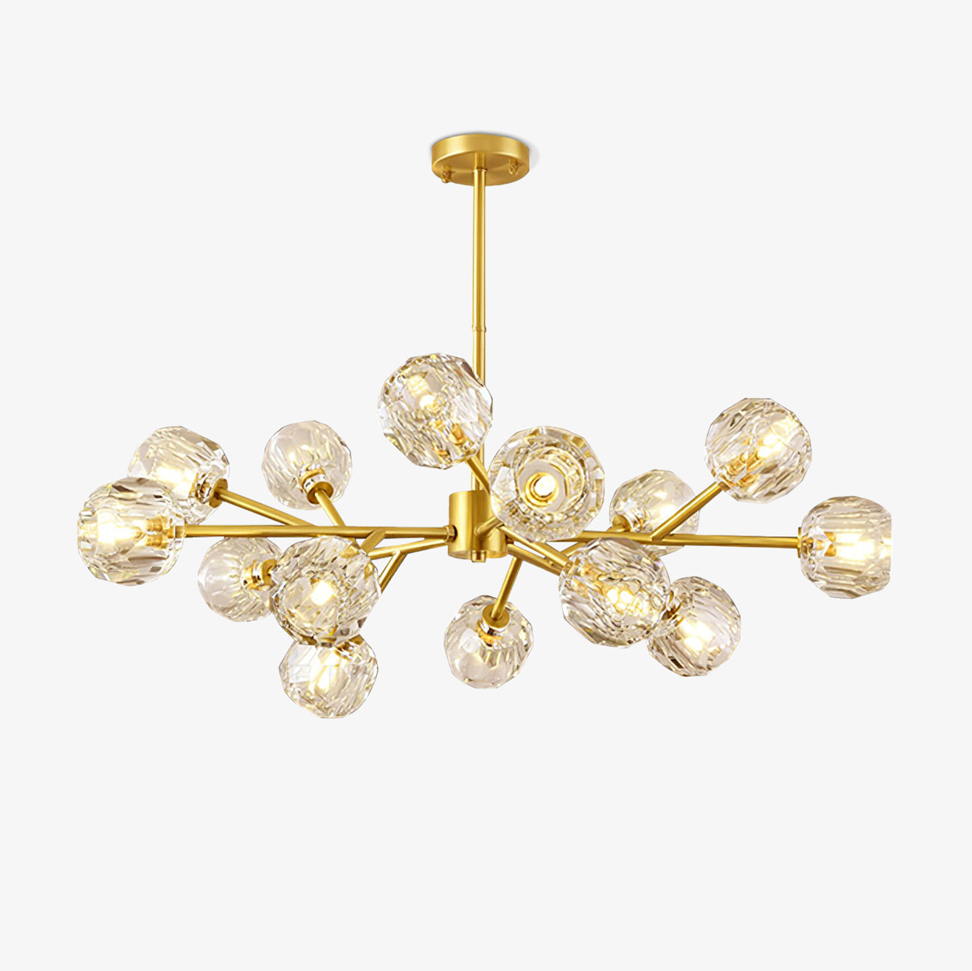 Lustra Suspension Lampe Boule en Cristal et Laiton en Grappe - Neutralighting