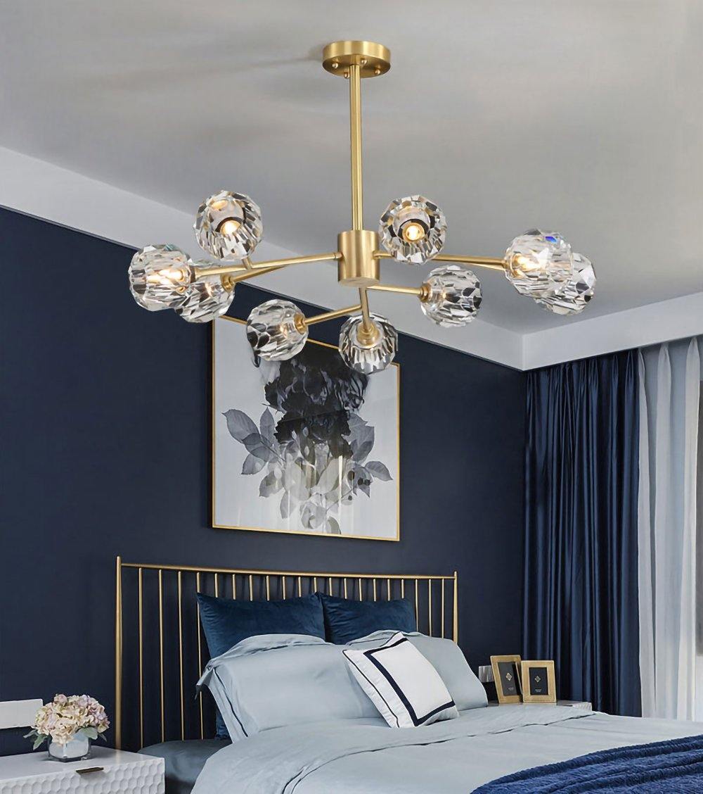 Lustra Suspension Lampe Boule en Cristal et Laiton en Grappe - Neutralighting