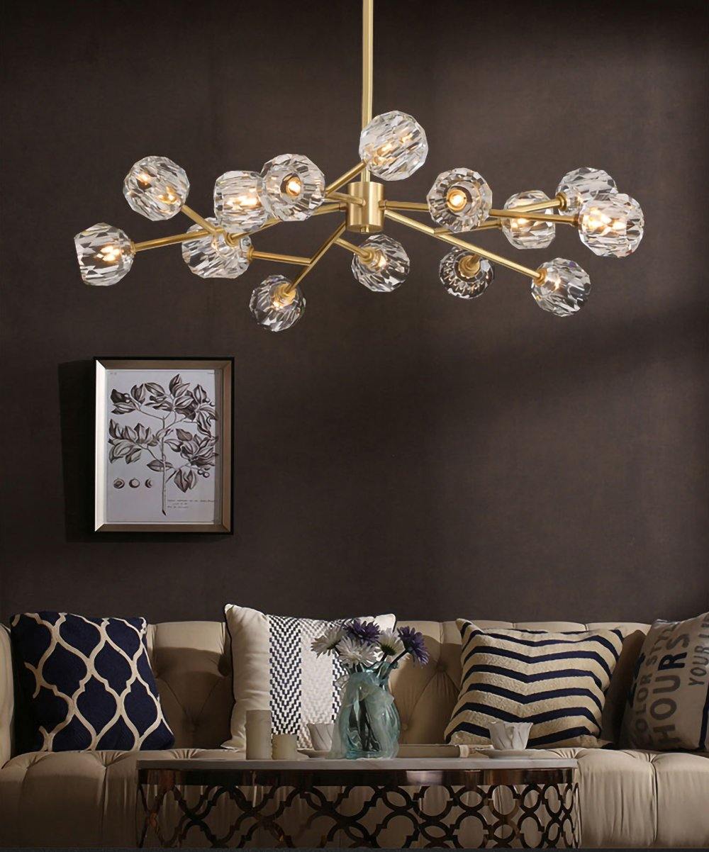 Lustra Suspension Lampe Boule en Cristal et Laiton en Grappe - Neutralighting