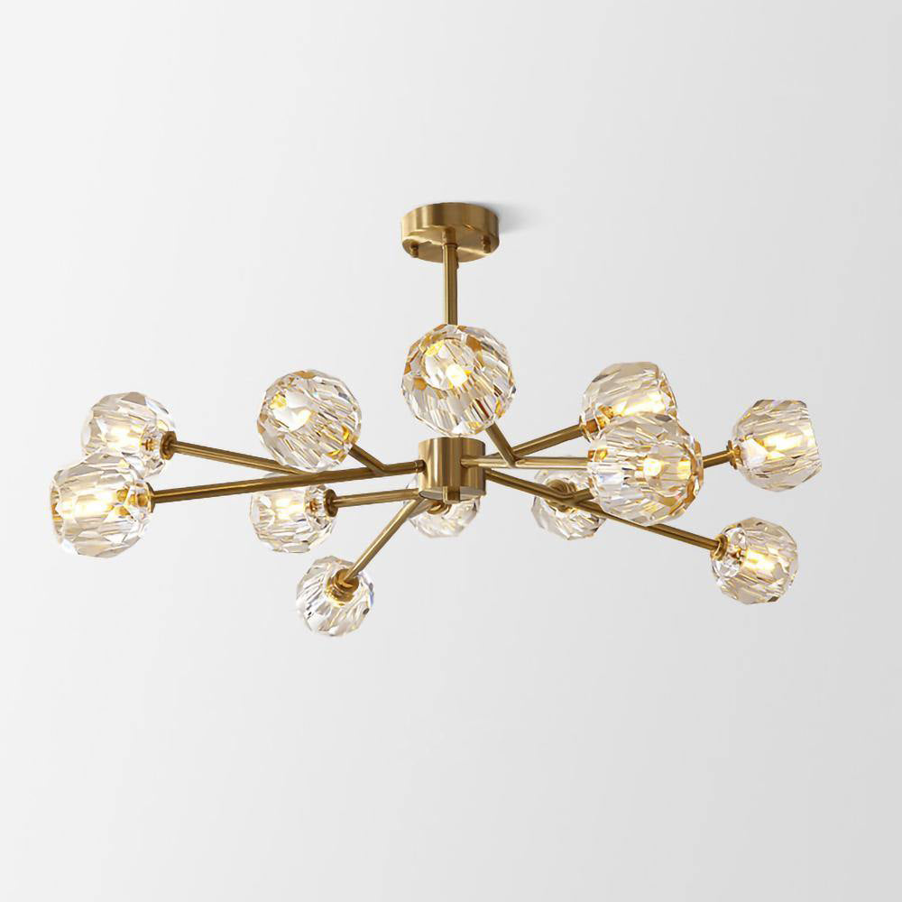 Lustra Suspension Lampe Boule en Cristal et Laiton en Grappe - Neutralighting